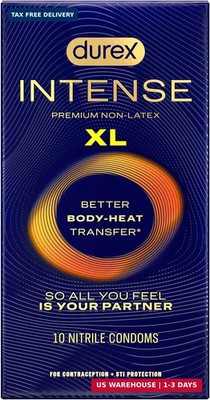 Durex Intense XL Non Latex Condoms, Thin Latex-Free Condoms, Large, 10ct