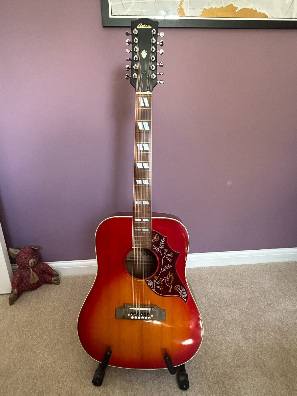 Antoria Folk 12 String 70s Dreadnought Hummingbird Acoustic Guitar