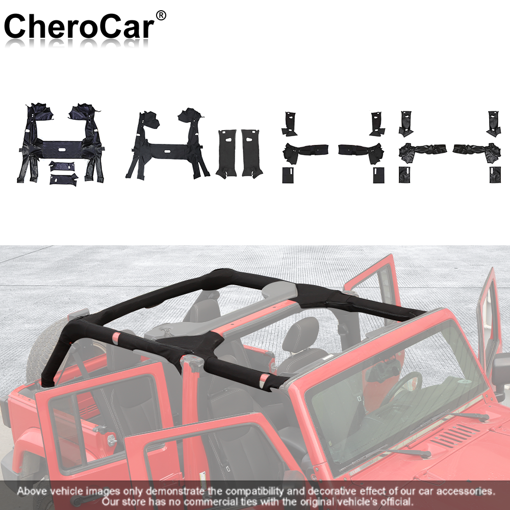 Rear Pillar Roll Bar Cover Protector Padding For Jeep Wrangler JK JKU 2/4Door