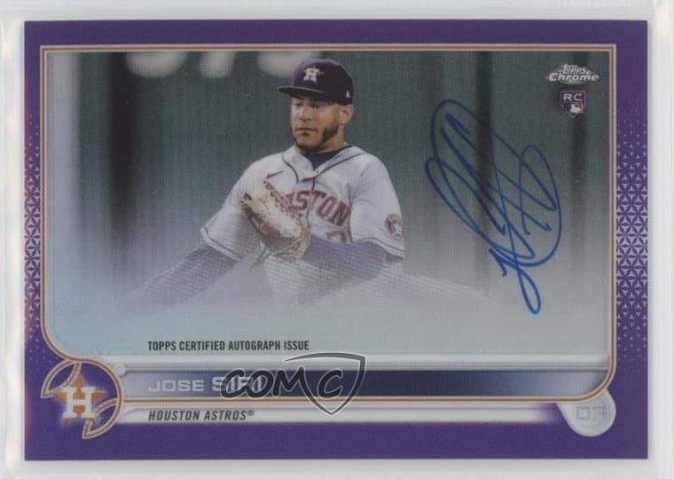 2022 Topps Chrome Rookie Purple Refractor 232/250 Jose Siri #RA-JS Auto 00l8