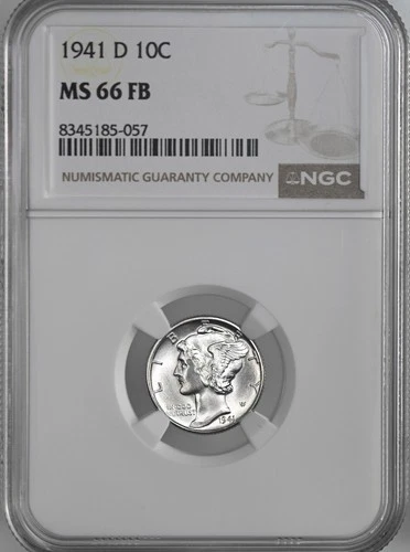 1941-D  10C  MERCURY SILVER DIME  "FULL BANDS"  NGC MS66 FB #8345185-057