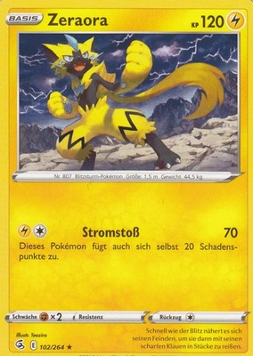 Zeraora 102/264 Fusions Angriff Pokemon Karte Deutsch