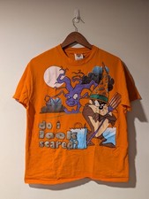 Vintage Looney Tunes Taz Halloween Witch T Shirt Mens L Orange Do I Look Scared