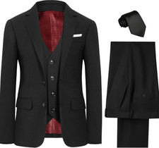 BOLADA Boys Black Formal Suit Set 8 Jacket Pants Vest Shirt Tie Ring Bearer