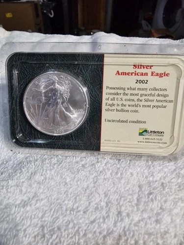 2002 SILVER AMERICAN EAGLE DOLLAR~$1~Uncirculated Sealed~LITTLETON COIN COMPANY
