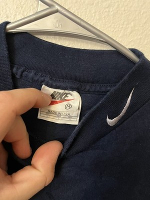 Vintage Nike 90s Mock Neck Long Sleeve Shirt Mens M Navy Blue Made
