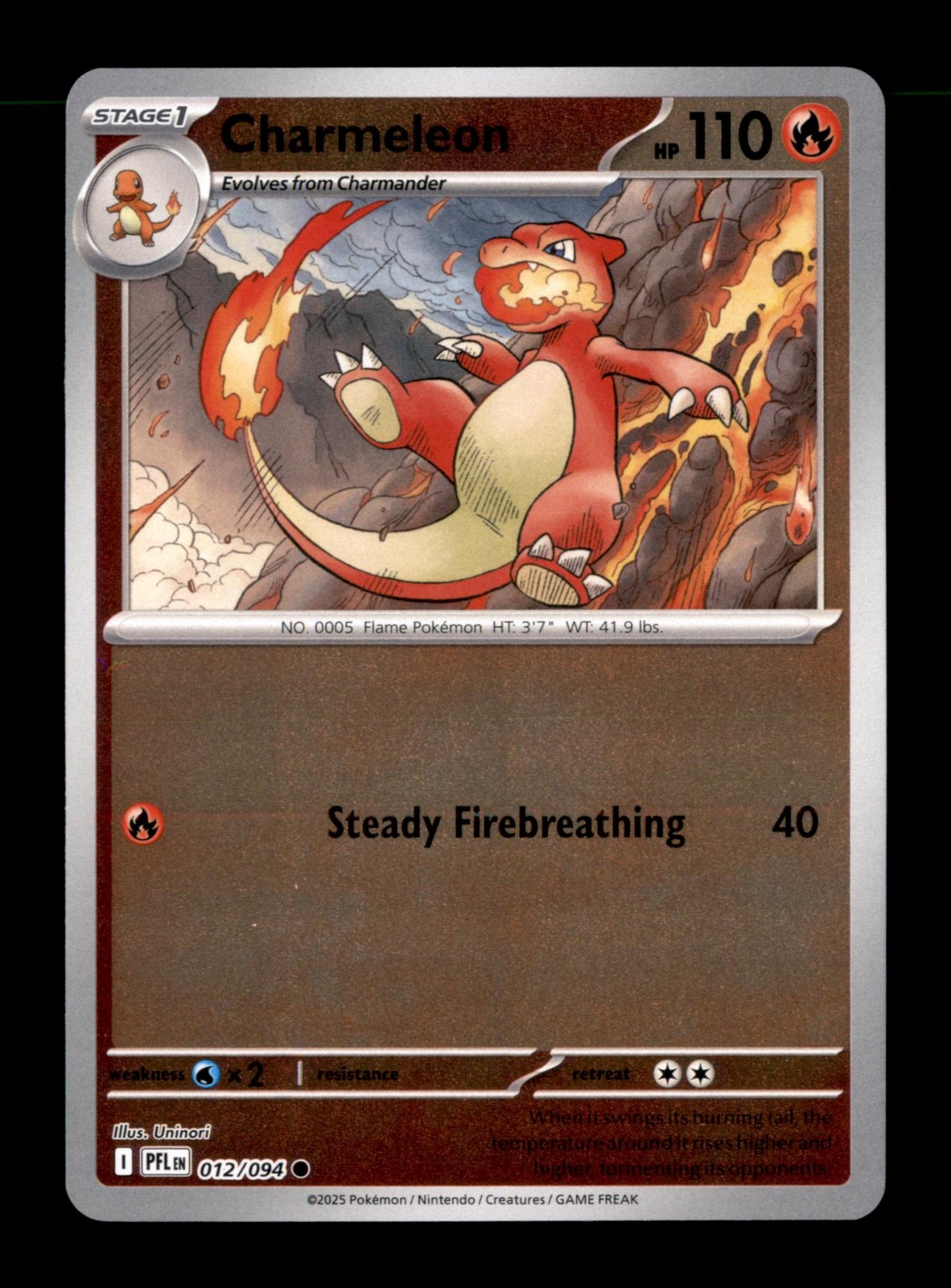 Charmeleon 012/094 Common Phantasmal Flames Pokemon Reverse Holo Near Mint