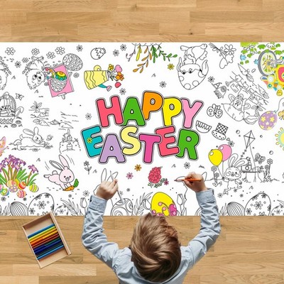 Tbsone Easter Coloring Tablecloth Poster, 72'' x 30'' (Rectangular), 