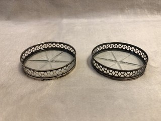 Antique Sterling Silver Wine Coasters Set Of 2