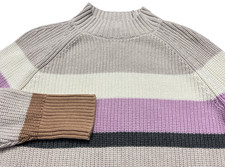 Lands' End Sweater Girls 10-12 Multicolor Stripe Cotton Knit Mock Neck Tunic