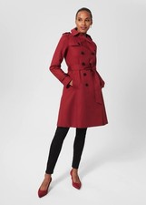 HOBBS Petite Saskia Shower Resistant Trench Coat Rhubarb Red Size: 10 RRP£199