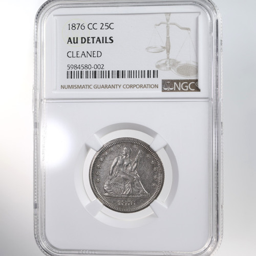 1876-CC Seated Liberty Quarter NGC AU Details *Cleaned* 25C Graded Coin