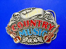I LOVE COUNTRY MUSIC American Musician Vintage 1988 Siskiyou Belt Buckle E-80