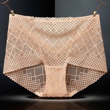 Lace Brief Panties High Waist Women's Sheer Floral Breathable Underwear