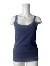 Marble Cotton Vest Top Size 2 UK 10 Navy Stretch Straps Womens NEW EU 38 RRP £20