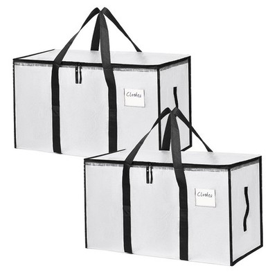 Clear Clothes Storage Bags 2 Pack 91L Water Resistant Wardrobe Organizer