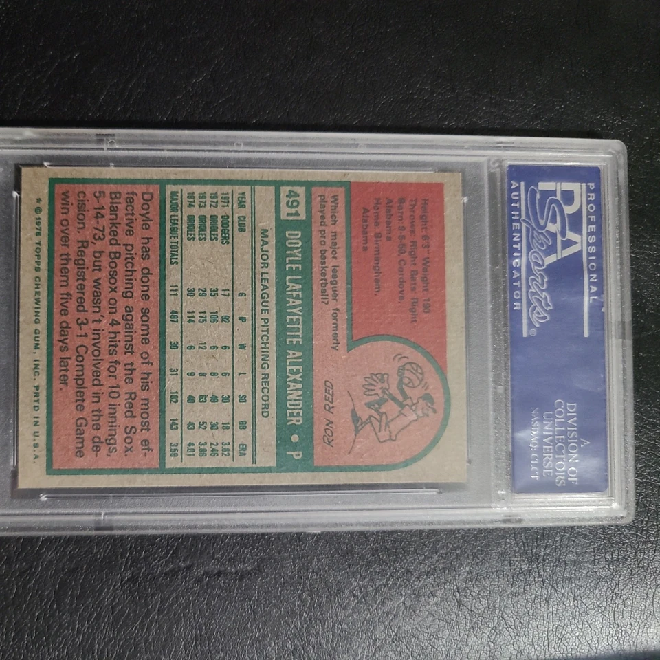 1975 Topps Mini Baseball #491 Doyle Alexander PSA 8 - Image 2 of 2