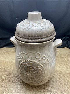 West German pottery Rumtopf jar. 30 cm tall. FOR ADDING FRUIT TO ALCHOHOL .