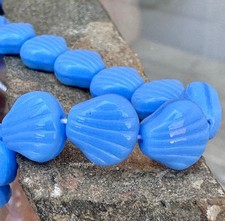 Pastel Soft Blue Scallop Sea Shell 20 Czech Glass Beads