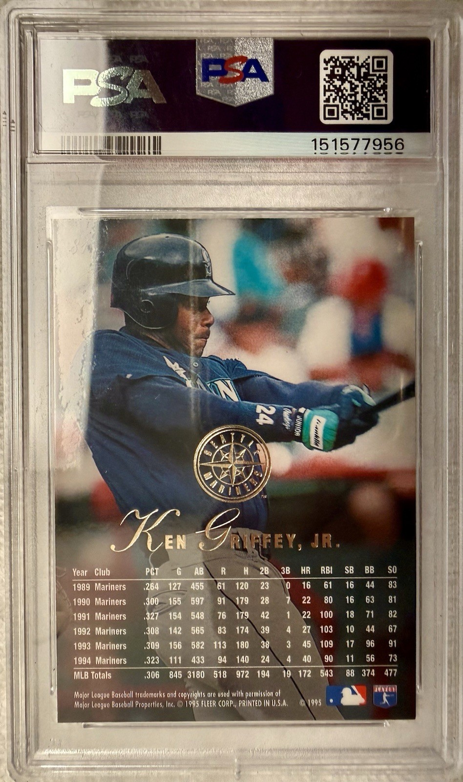 1995 Flair - Ken Griffey Jr #81 NO NAME Error PSA 10  VERY RARE🔥 view 2