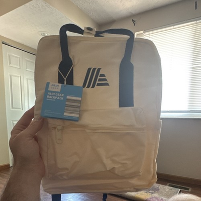 #ad #ad ALDI GEAR Stylish Cream WITH BLUE TRIM Backpack unisex Brand New $20.00