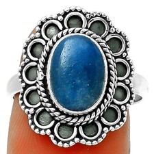 Natural Blue Quartz 925 Sterling Silver Ring s.7.5 Jewelry R-1256