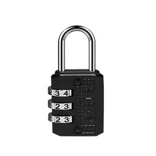 3-Digit Combination Lock Mini Resettable Padlock for Gym Locker Luggage Black