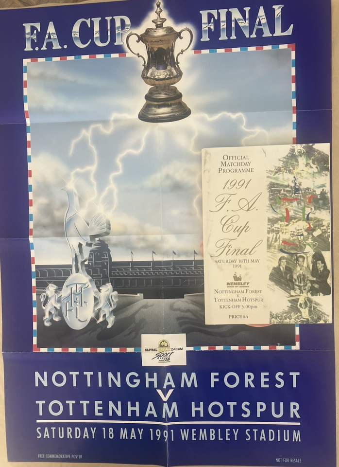NOTTINGHAM FOREST V TOTTENHAM HOTSPUR FA CUP FINAL 1991 ~ PROGRAMME ...