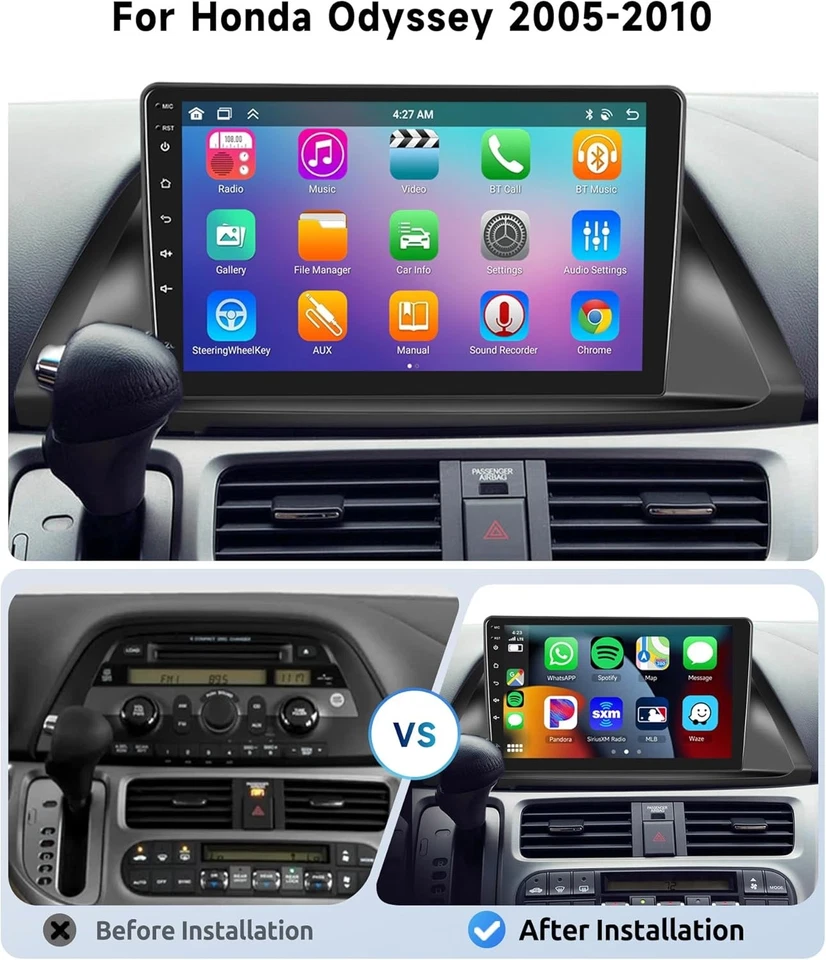 Подходит для Honda Odyssey 2005-2010 Carplay автомобильное стерео радио Android 14 GPS WiFi навигатор 64G - Изображение 3 из 4