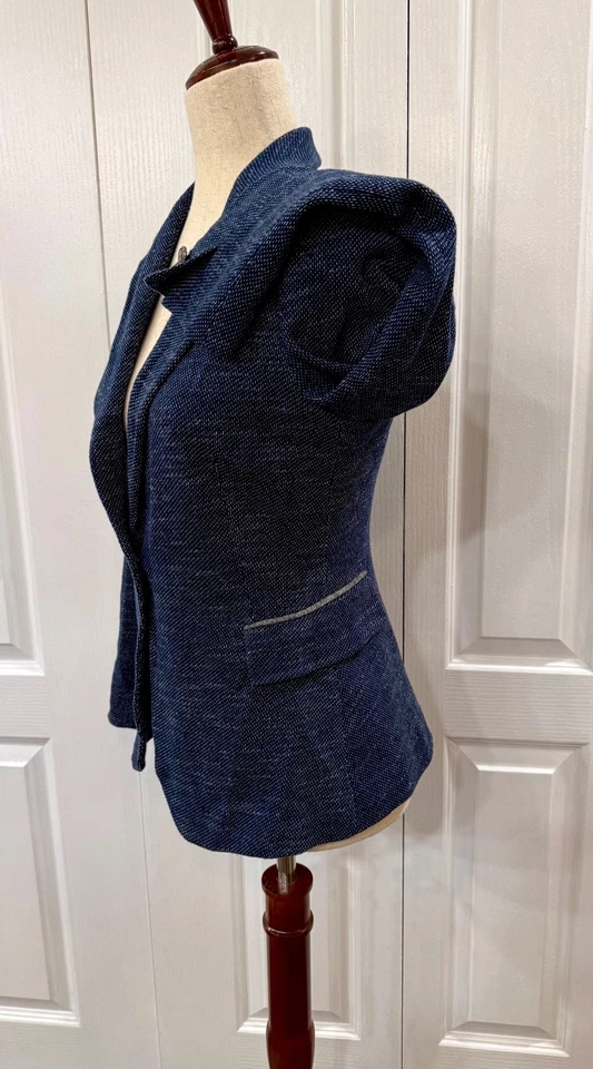 Blazer para mujer talla S de Zara, azul marino, coderas, algodón, forrado, ambiente ecuestre Foto 4 de 4