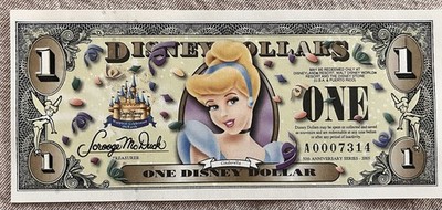 2005 Disney Dollar Cinderella 50th Anniversary A Series 4 Digits! Uncirculated