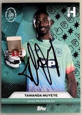 Tawanda Muyeye Signed Oval Invincible Cricket Card- Topps 2024 The Hundred 