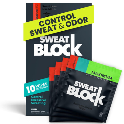 Sweatblock Clinical Strength Antiperspirant Wipes for Men Women Excessive Sweat