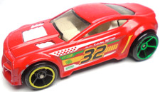 2013 HOT WHEELS TORQUE TWISTER #32 RED 2 5/8" DIECAST RACE CAR W YELLOW & GREEN