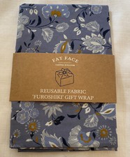 Fat Face Reusable Fabric Furoshiki Gift Wrap / Bandana BNWOT Jasmine Floral Blue