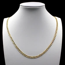 Real 10K Yellow Gold 2.5MM Diamond Cut Cuban Curb Link Chain Necklace 16" - 30"