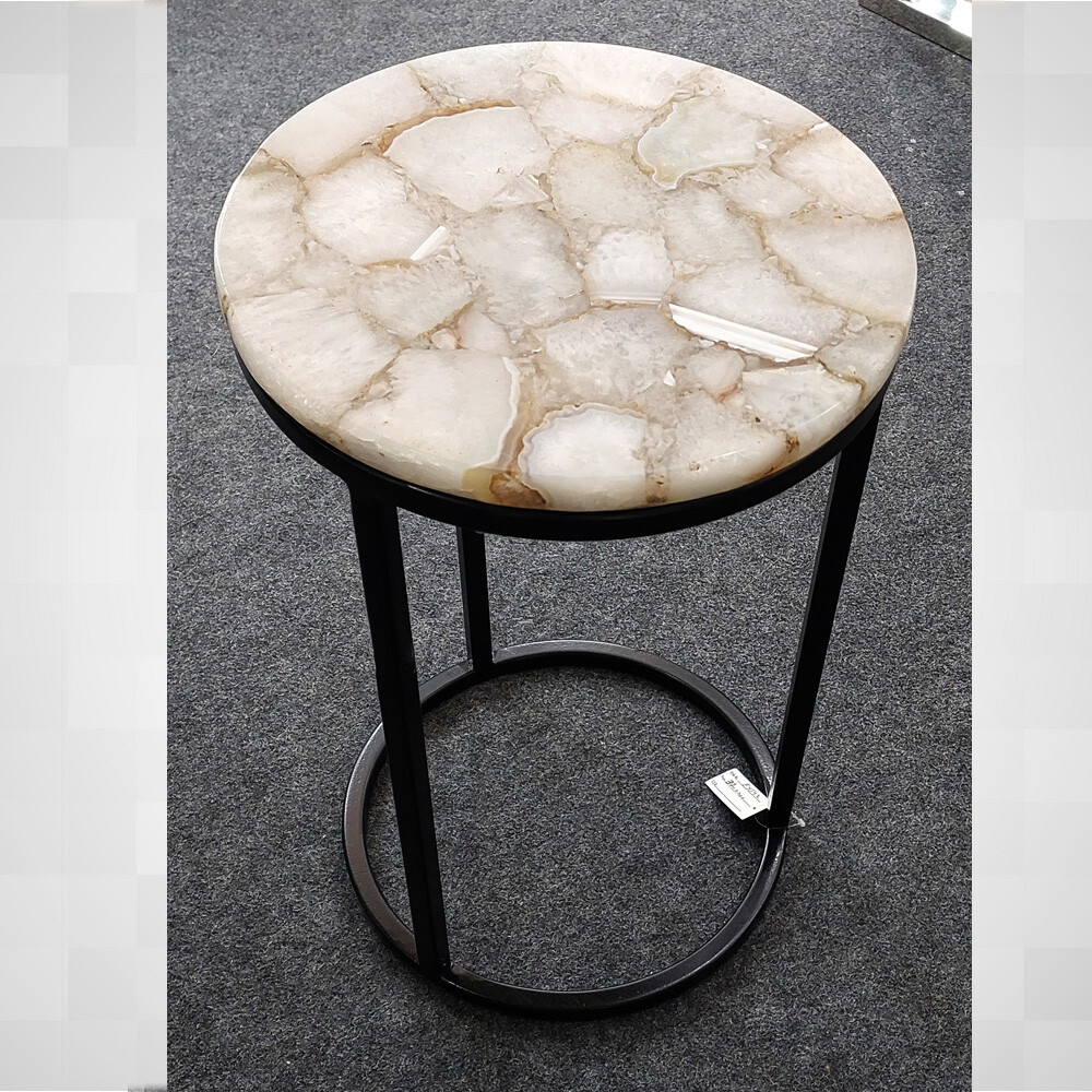 12x12 White Agate Natural Stone Console or Tea Table Top for Living Room Decor