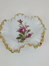 Vintage GC Gift Craft Japan Candy/Nut/Trinket Dish w/Scalloped Edges Floral