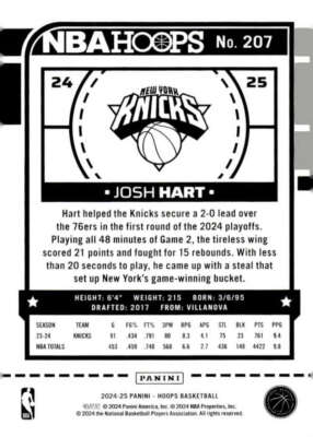 Josh Hart 2024-25 Panini Hoops #207 NBA Knicks ID:126485 | eBay