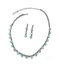 Jewelry Set By Mariana Woman Necklace and Earrings Green Swarovski Crystals