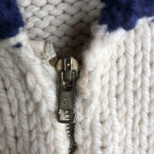 VTG Hand Knit Zip Cardigan Men's Sz S/M 38" Heavy Grandpa Shawl Collar Sweater - Picture 10 of 10
