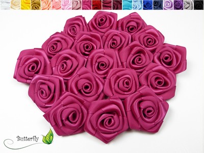 10 Satinrosen 3cm Rosenköpfe Bastelblumen Hochzeit Streudeko Stoffblumen Nähen