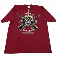 New Streetwise Men Red Burgendy Bone & Skull Skater Los Angeles T-Shirt-L-1394