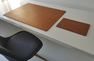 PROFI MATS PM Schreibtischunterlage mit Mauspad in Lora Kunst Leder 70 x 50 Senft Braun