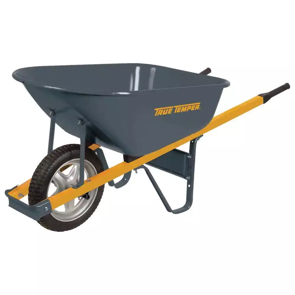 True Temper Wheelbarrow 6 Cu Ft. Heavy Duty w Steel Handles and