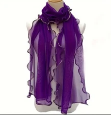 Lightweight Sheer Scarf 16.5x70" Elastic Neck Hair Scarf New Free Ship 5807