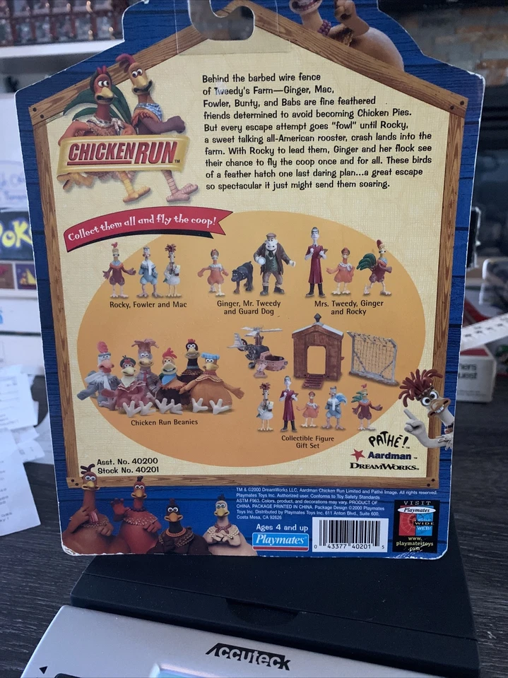 Figuras de colección Chicken Run de Playmates - Mac Rocky Fowler, 2000 Dreamworks nuevas en caja Foto 4 de 4