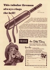 Frasse CO? Fire Warning ~ 1950s Vintage Ad ~ Steel Tubing Safety Tech 8.5x11