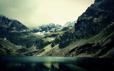Landscape nature lake mountains reflection water Custom Gaming Mat Desk
