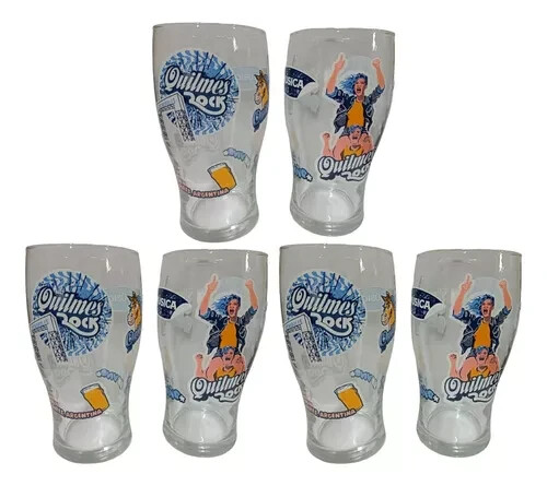 lot 6 glass beer Quilmes rock 2022 from Argentina in box + BARMAT FROM ARGENTIN - Picture 1 of 7
